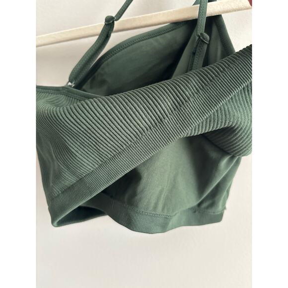 NWT Aerie One Shoulder Ribbed Crop Top Green Size   Medium - Picture 5 of 5